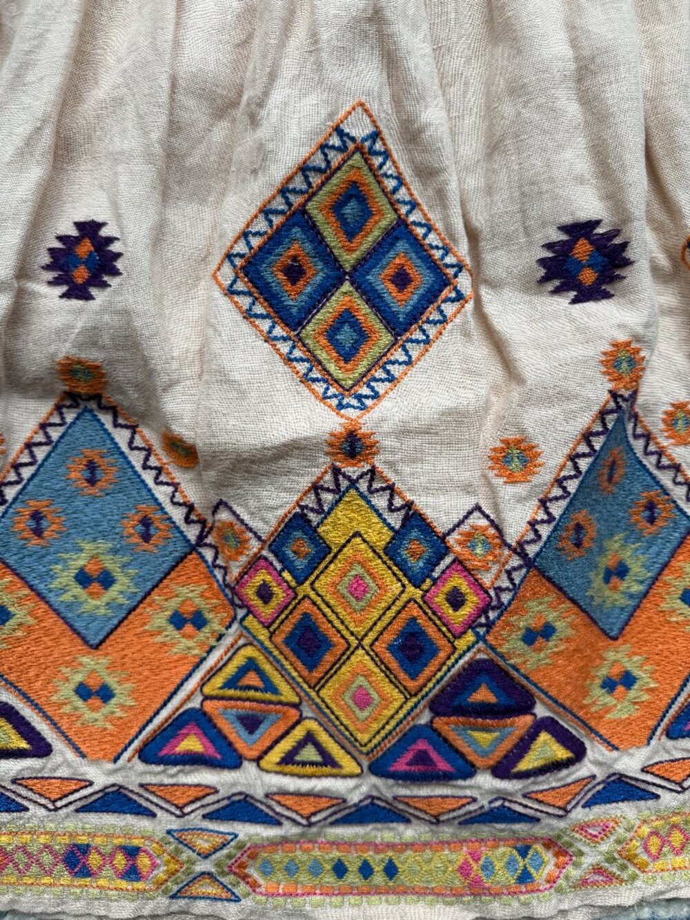MM Couture by Miss Me Boho Festival Aztec Embroidered Linen Mini Skirt Size L 🌵 - Picture 4 of 5